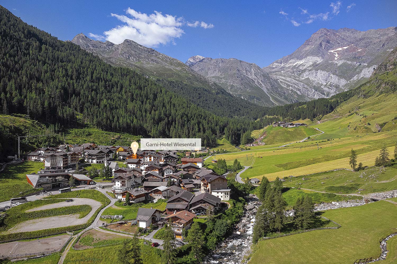 Lage vom Garni Hotel Wiesental in Pfelders